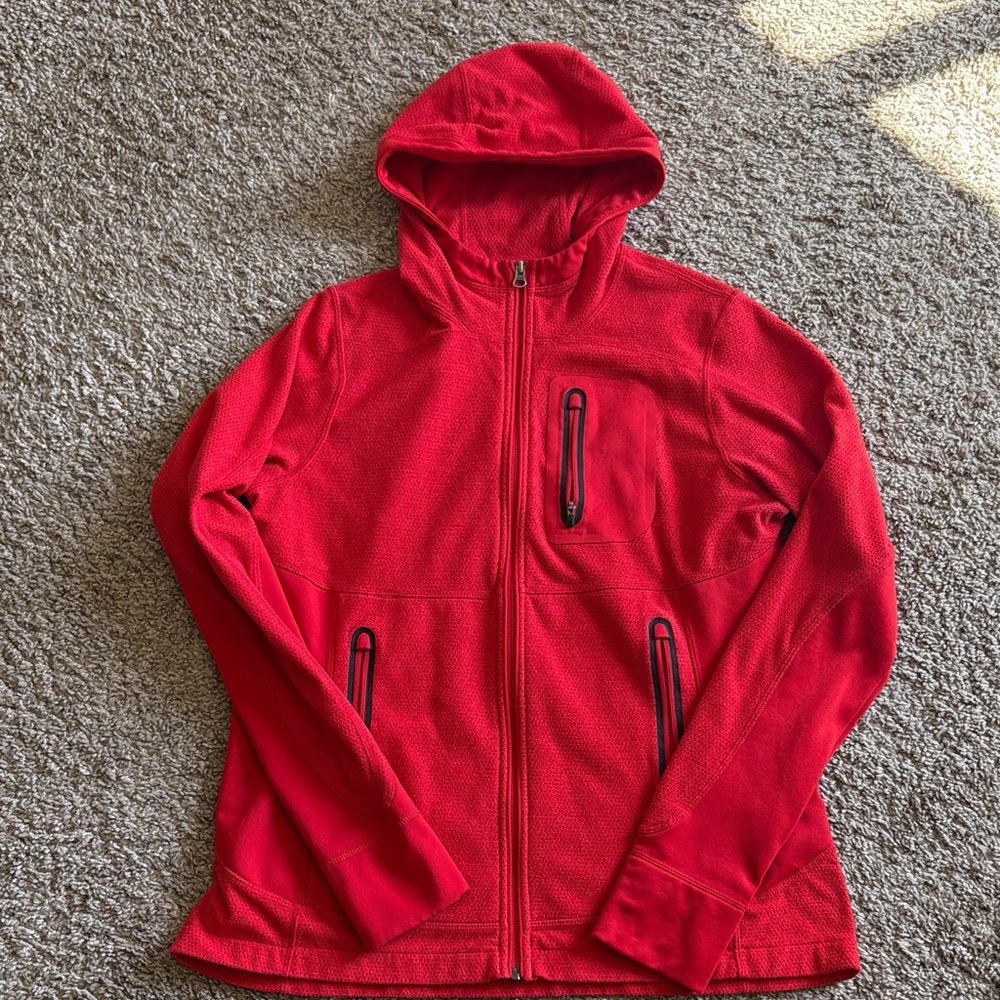 REI Women's Red Hooded Full-Zip Jacket XL red lightweight